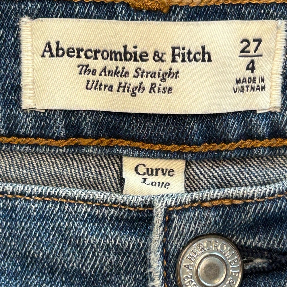 Abercrombie Fitch Ankle Straight Ultra High Rise med wash mild distress jeans 4R - Picture 4 of 5